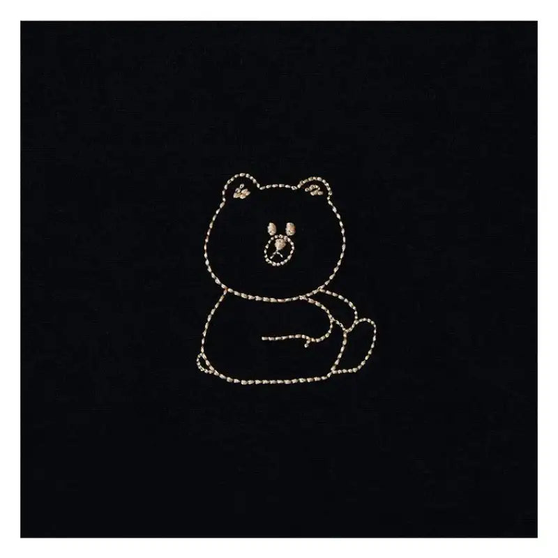 Line Friends - Brown Signature Embroidery Short Sleeve T-shirt - Line Friends - Clothing - Harumio