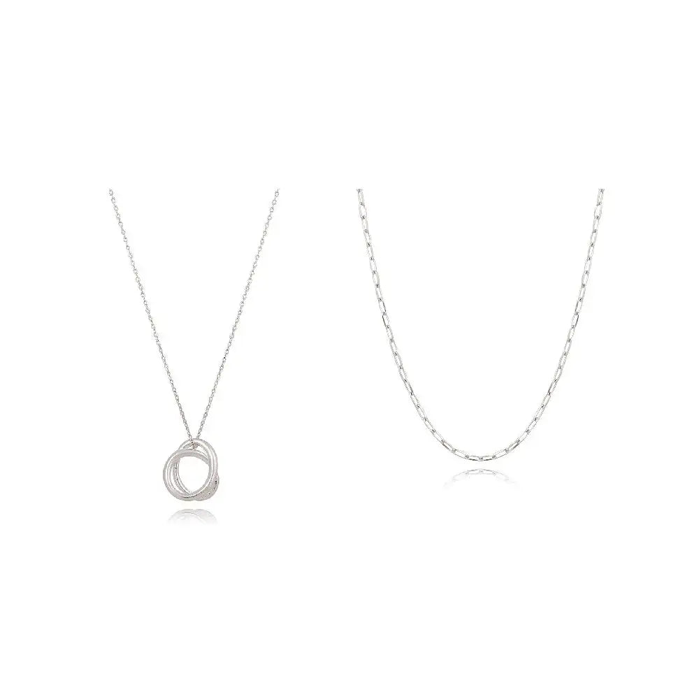 CLUE - Layered Twin Ring Chain Necklace Set - CLUE - Jewelry - Harumio