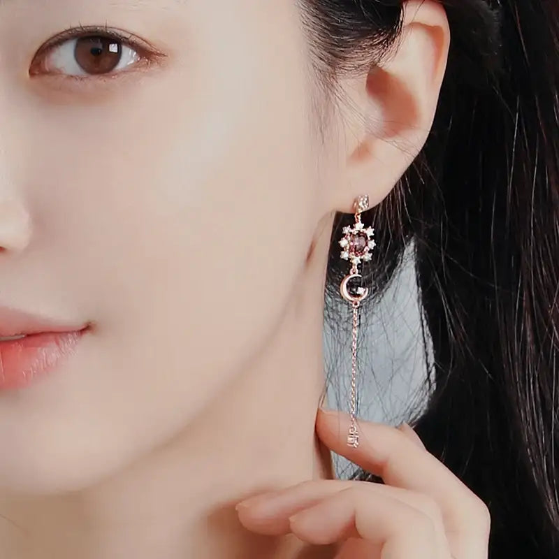 Saint Tail x Clue - Illusion Moon Silver Drop Earring - CLUE - Jewelry - Harumio