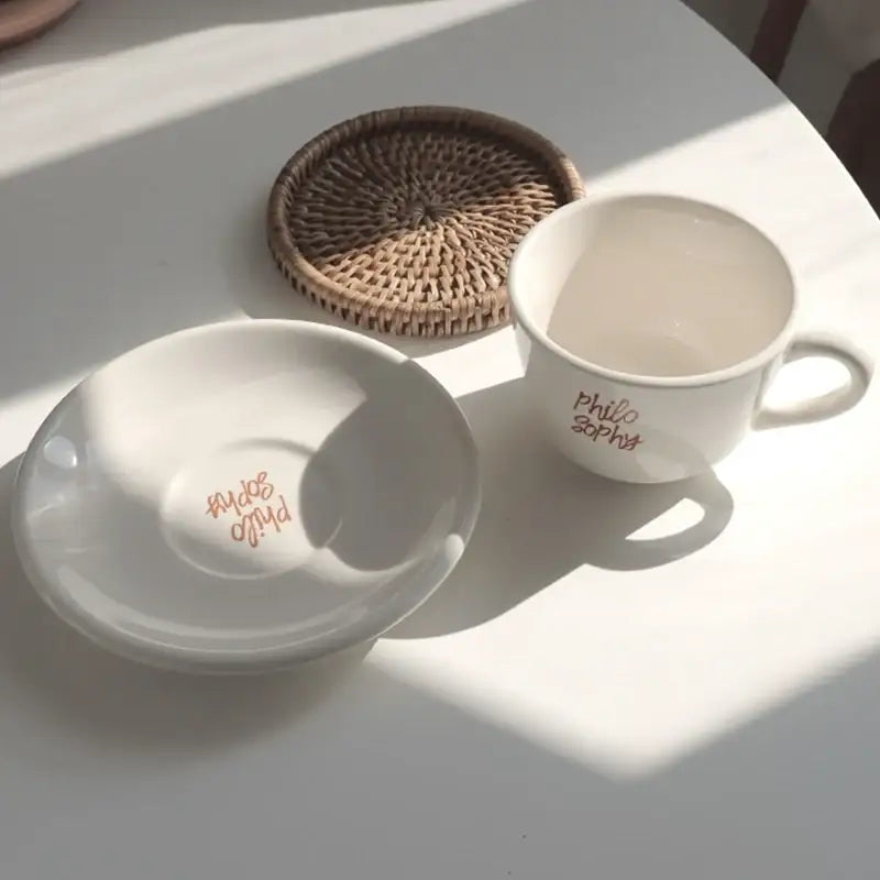 Like A Cafe - Philosophy Brown Square Cup And Saucer Set