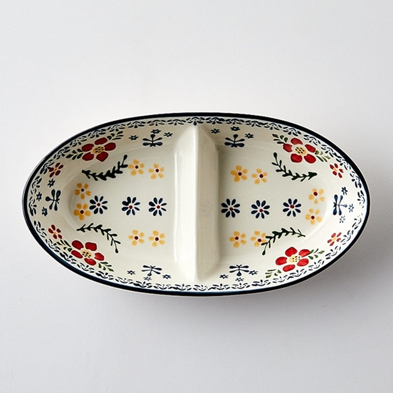 Korean Fatima - Oval Two Compartment Plate