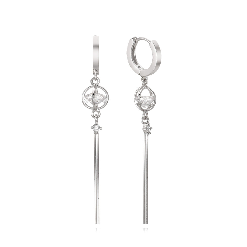 CLUE - Alli Cooling Cubic Ice Bar One-Touch Silver Earring