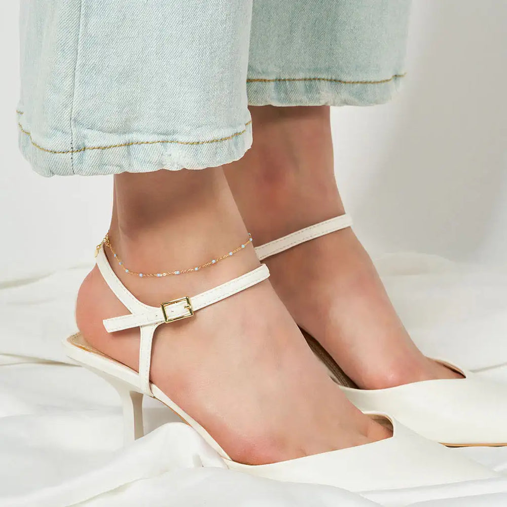 OST - Sky Blue Yellow Gold Anklet - OST - Jewelry - Harumio