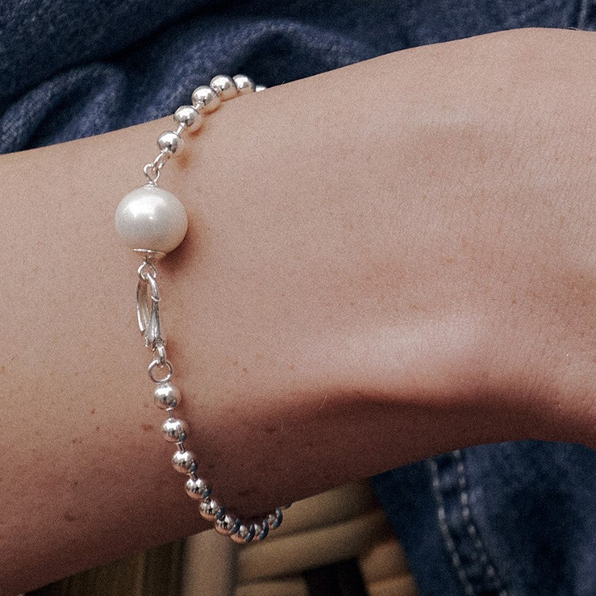 OST - Pearl Point Silver Bead Bracelet