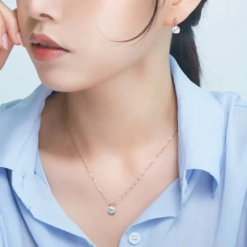 CLUE - Dangle Diamond Rose Gold Necklace - CLUE - Jewelry - Harumio