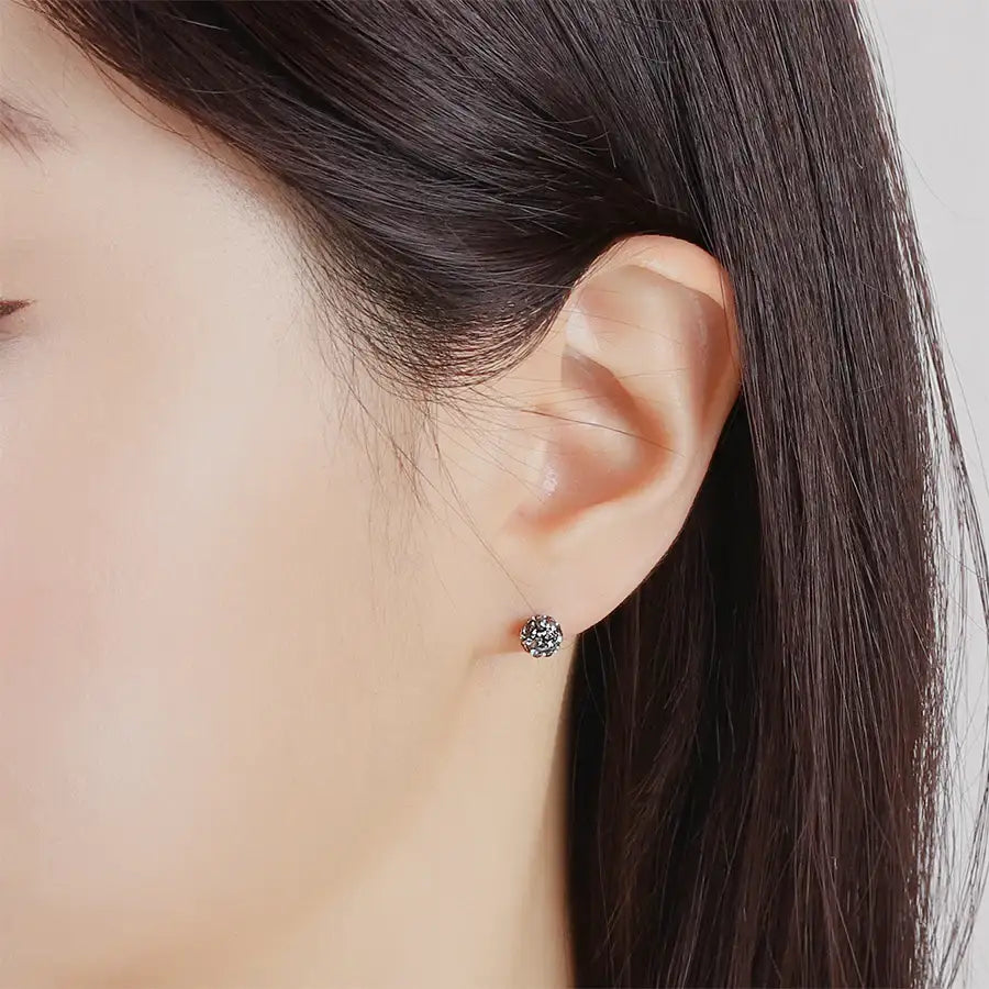 CLUE - Simple Cubic Ball Silver Earrings - CLUE - Jewelry - Harumio