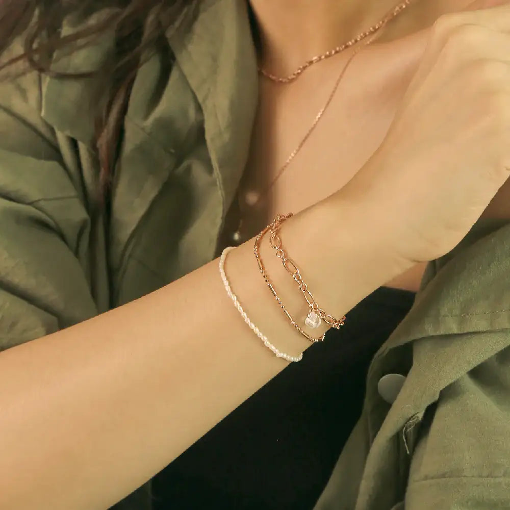 CLUE - Double Rope Layered Integrated Silver Bracelet - CLUE - Jewelry - Harumio