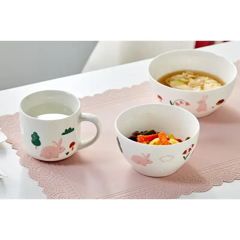 Korean My Rabbit - Kids Tableware 3P Set - Modern House - Tableware Set - Harumio