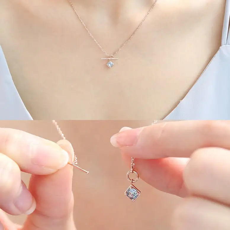 OST - Aquamarine 2-Way Toggle Bar Silver Necklace - OST - Jewelry - Harumio