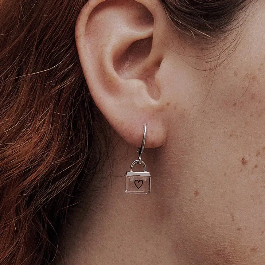 OST - Transparent Alphabet Lock One Touch Earrings - OST - Jewelry - Harumio