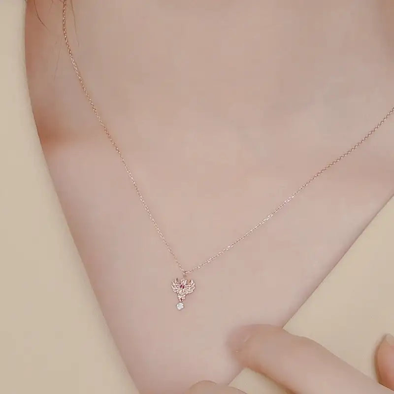 Saint Tail x Clue - Angel Wing Cross 10K Gold Necklace - CLUE - Jewelry - Harumio