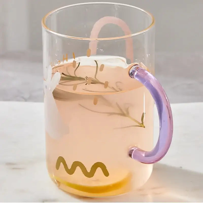 Korean Little Buddy Pom Pom - Heat Resistant Big Glass Mug - Modern House - Mugs - Harumio