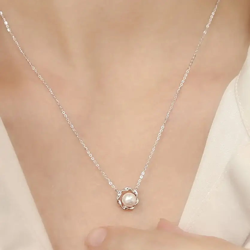 OST - Sunflower Pearl Silver Women's Necklace - OST - Jewelry - Harumio