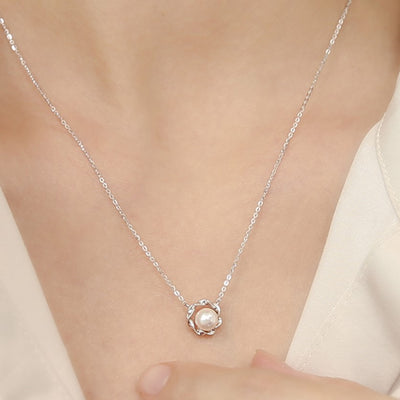 OST - Sunflower Pearl Silver Women's Necklace