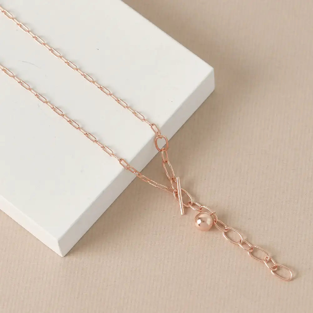 CLUE - Ball Chain Rose Gold Necklace - CLUE - Jewelry - Harumio