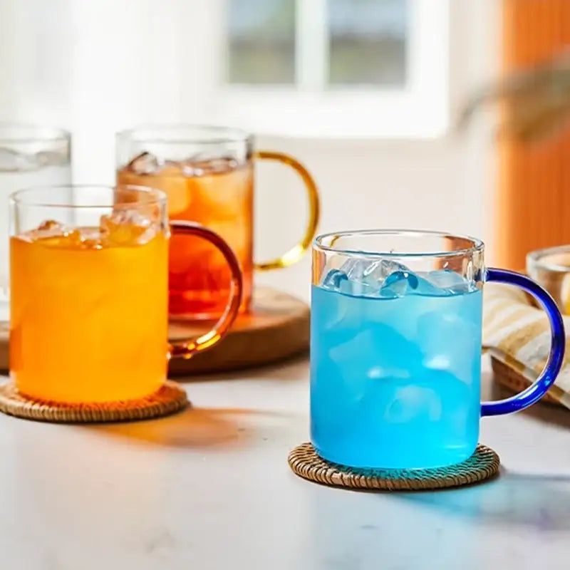 Korean ON - Daily Color Handle Heat Resistant Glass Mug 4P Set - Modern House - Kitchenware - Harumio
