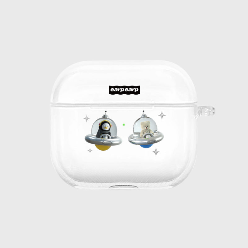 Earpearp x Pengsoo - Spaceship Friends AirPods Pro & AirPods 3 Clear Hard Case