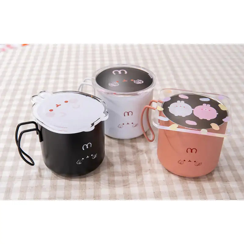 Molang - Stainless Steel Mug & Acrylic Coaster Set - Molang - Mugs - Harumio