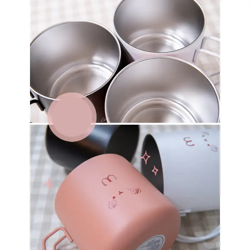Molang - Stainless Steel Mug & Acrylic Coaster Set - Molang - Mugs - Harumio