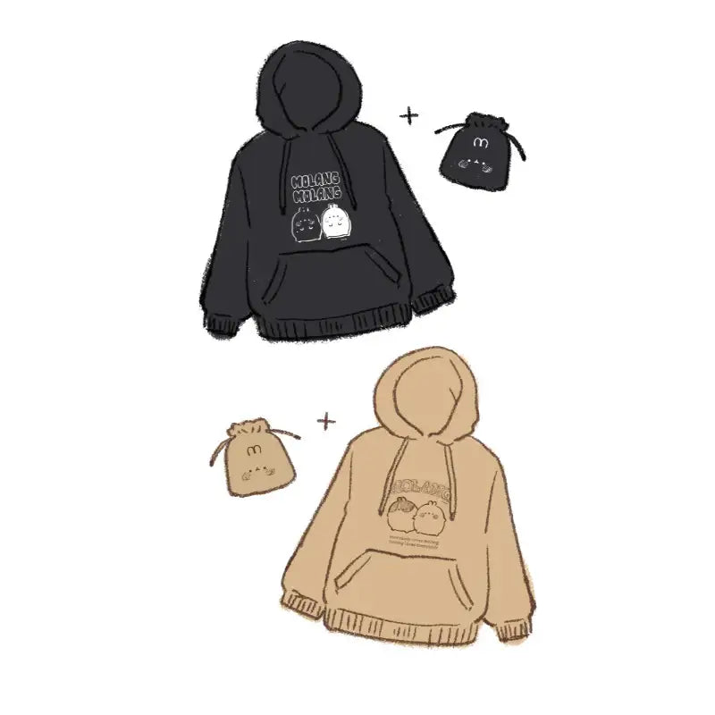 Molang - Cozy Hoodie & Pouch Set - Molang - Hoodie Set - Harumio