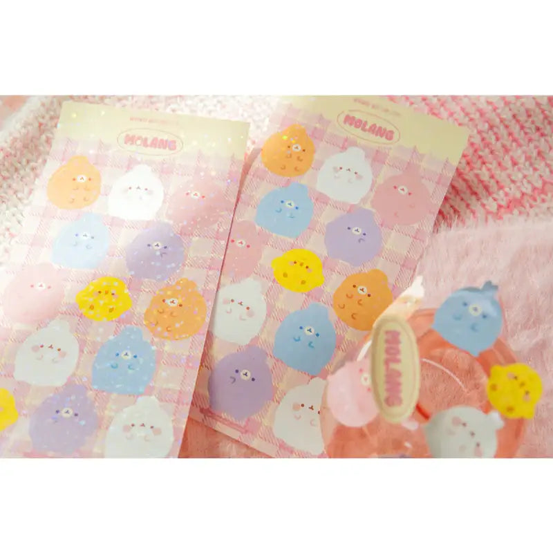 Molang - Pastel Hologram Seal Sticker - Molang - Decorative Stickers - Harumio