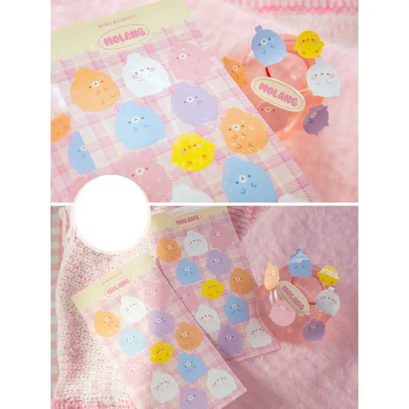 Molang - Pastel Hologram Seal Sticker - Molang - Decorative Stickers - Harumio