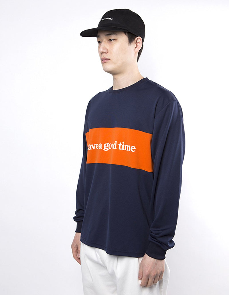 have a good time - Panel Jersey Long Sleeve T-shirt - Navy