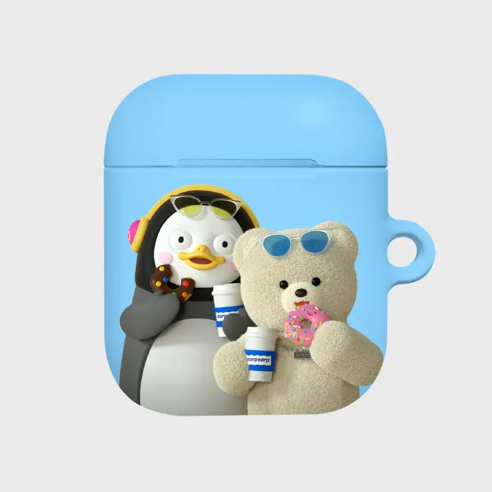 Earpearp x Pengsoo - Coffee and Donut AirPods Hard Case (Sky Blue) - Earpearp x Pengsoo - AirPods Case - Harumio
