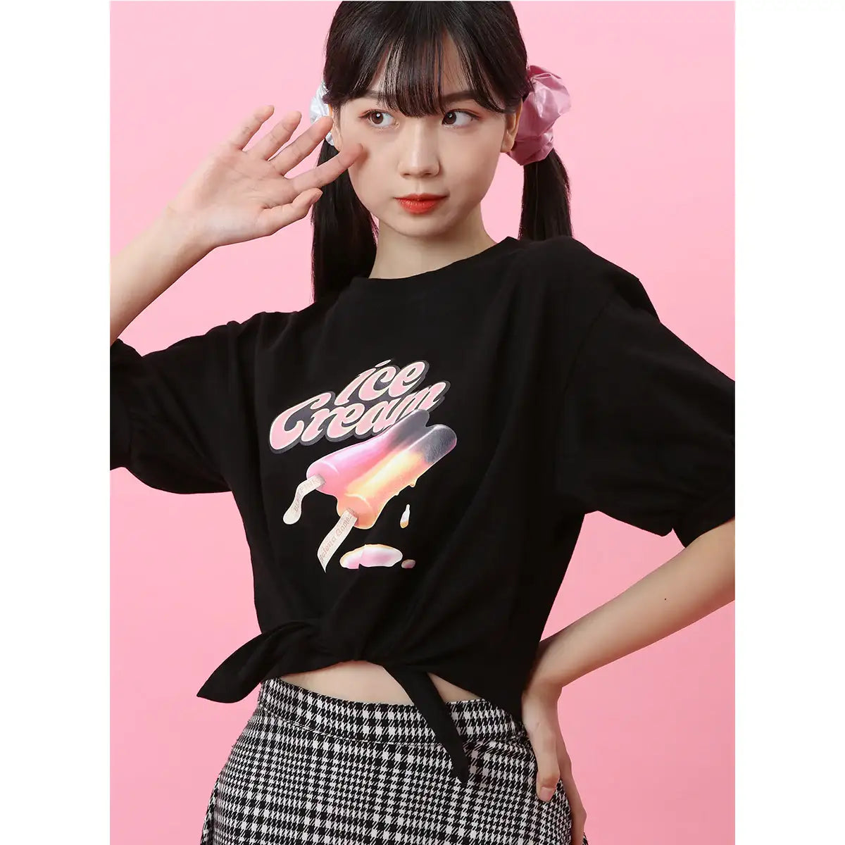 BlackPink - Ice Cream Tie Up T-Shirt - BlackPink - Accessories - Harumio