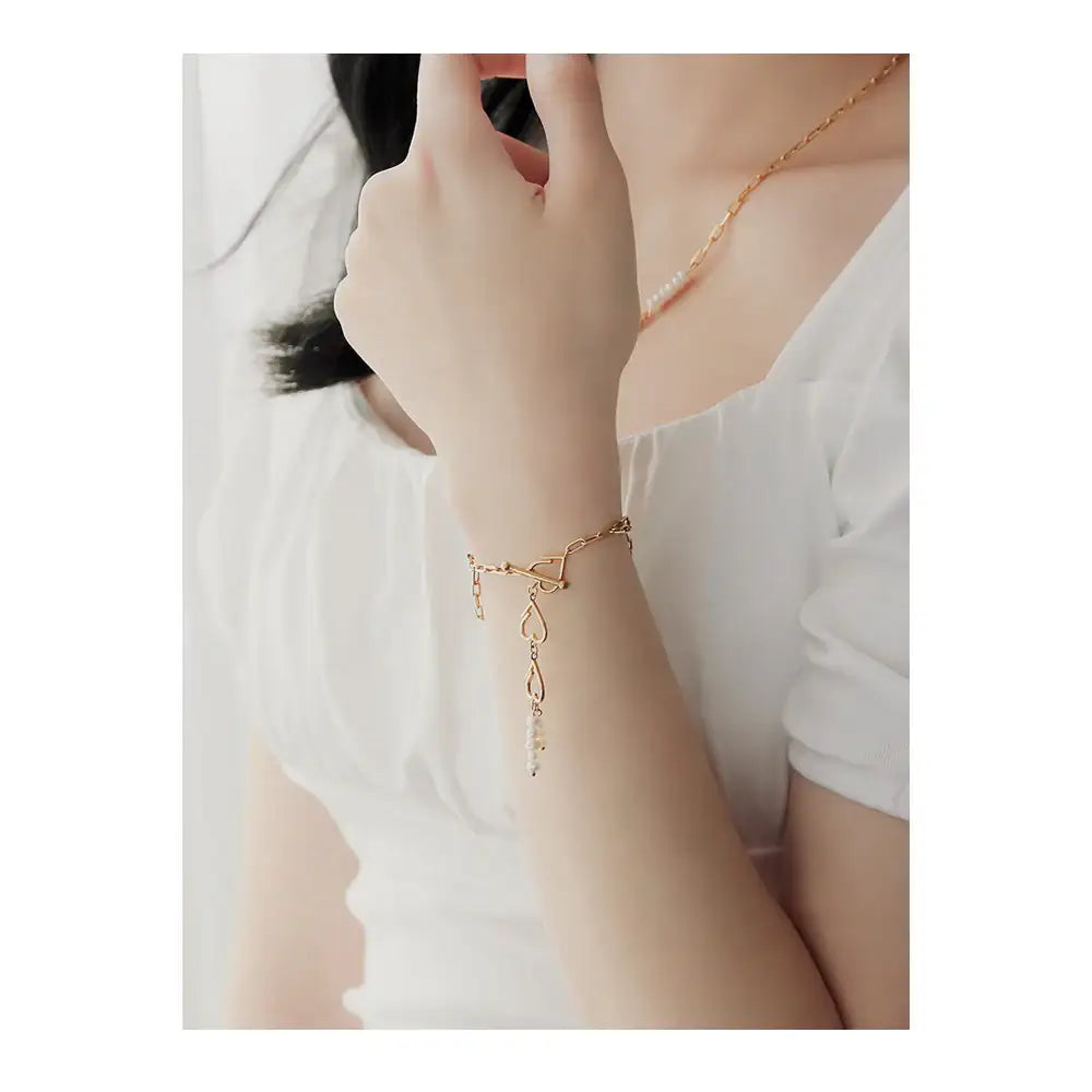 Bloom x Dewey Desert - Heart Layered Silver Bracelet - Bloom x Dewey Desert - Jewelry - Harumio