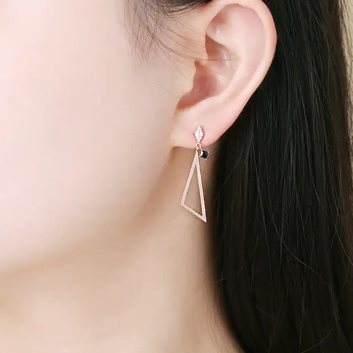 OST - Triangular Chic Black Drop Earrings - OST - Jewelry - Harumio