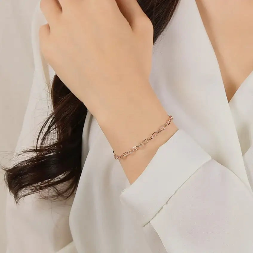 CLUE - Simple Link Rose Gold Bracelet - CLUE - Jewelry - Harumio