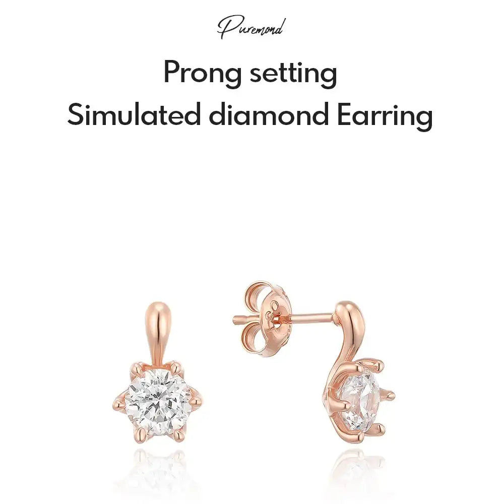 OST - Prong Setting Simulated Diamond Earring - OST - Jewelry - Harumio