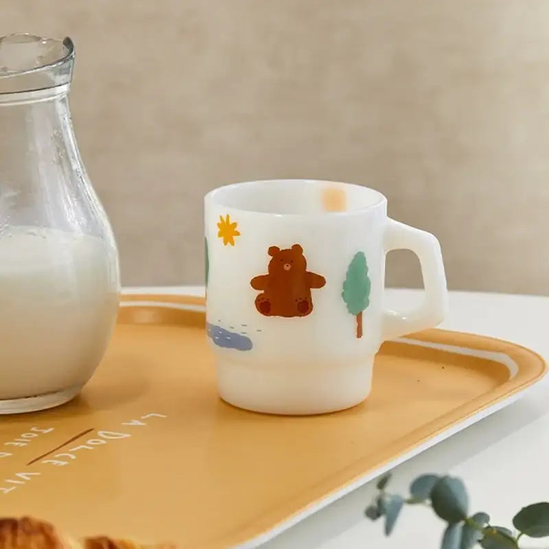 Korean Little Buddy - Milk Glass Mug - Modern House - Mugs - Harumio