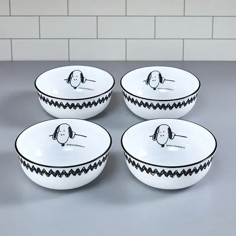 Corelle x Peanuts - Snoopy and Charlie - Soup Bowl 4P Set - Modern House - Tableware - Harumio