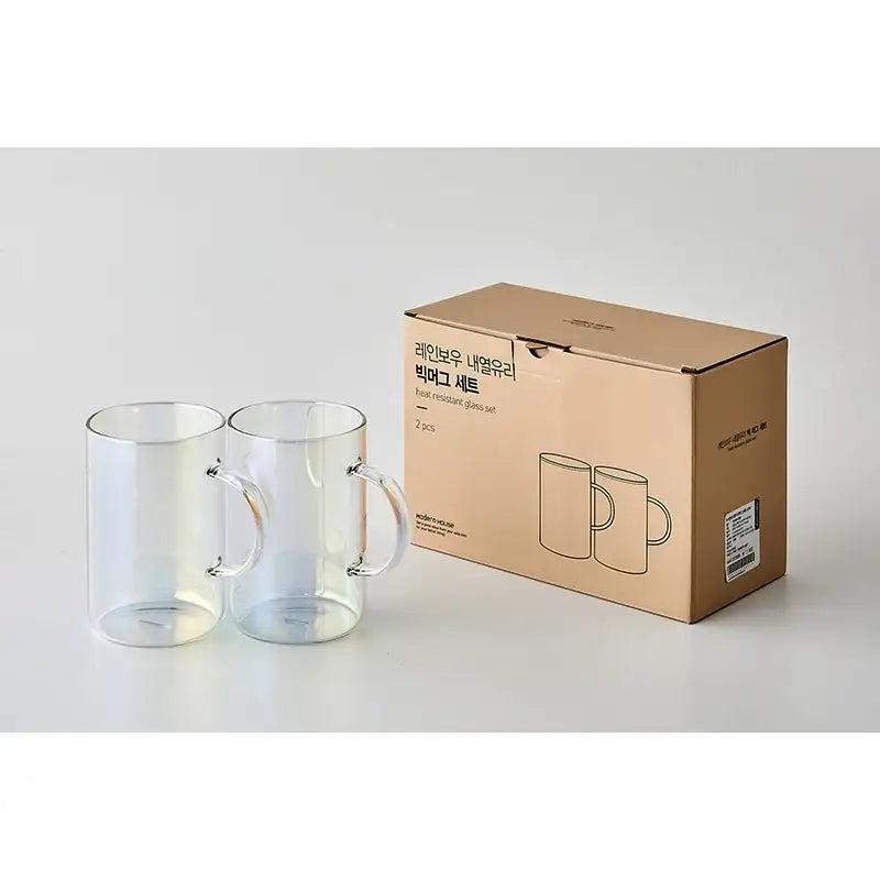 Korean ON Rainbow - Big Glass Mug Set - Modern House - Tableware - Harumio