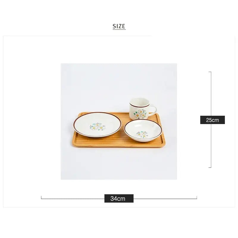 L Daisy Korean Brunch Set & Bamboo Tray - Modern House - Kitchenware - Harumio
