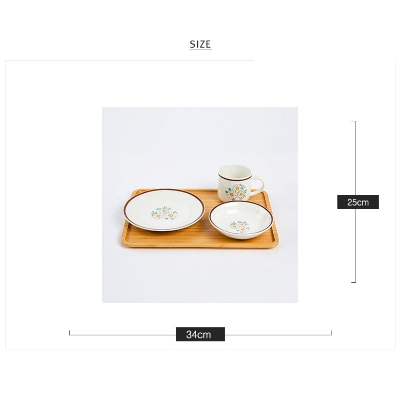 L Daisy Korean Brunch Set & Bamboo Tray