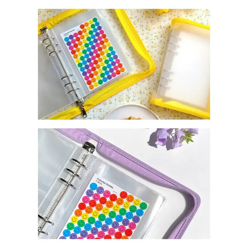 Yudaeng - A5/A6 - Translucent Zipper 6 Holes Diary Cover Pocket Binder - Yudaengdotcom - Binder Pockets - Harumio