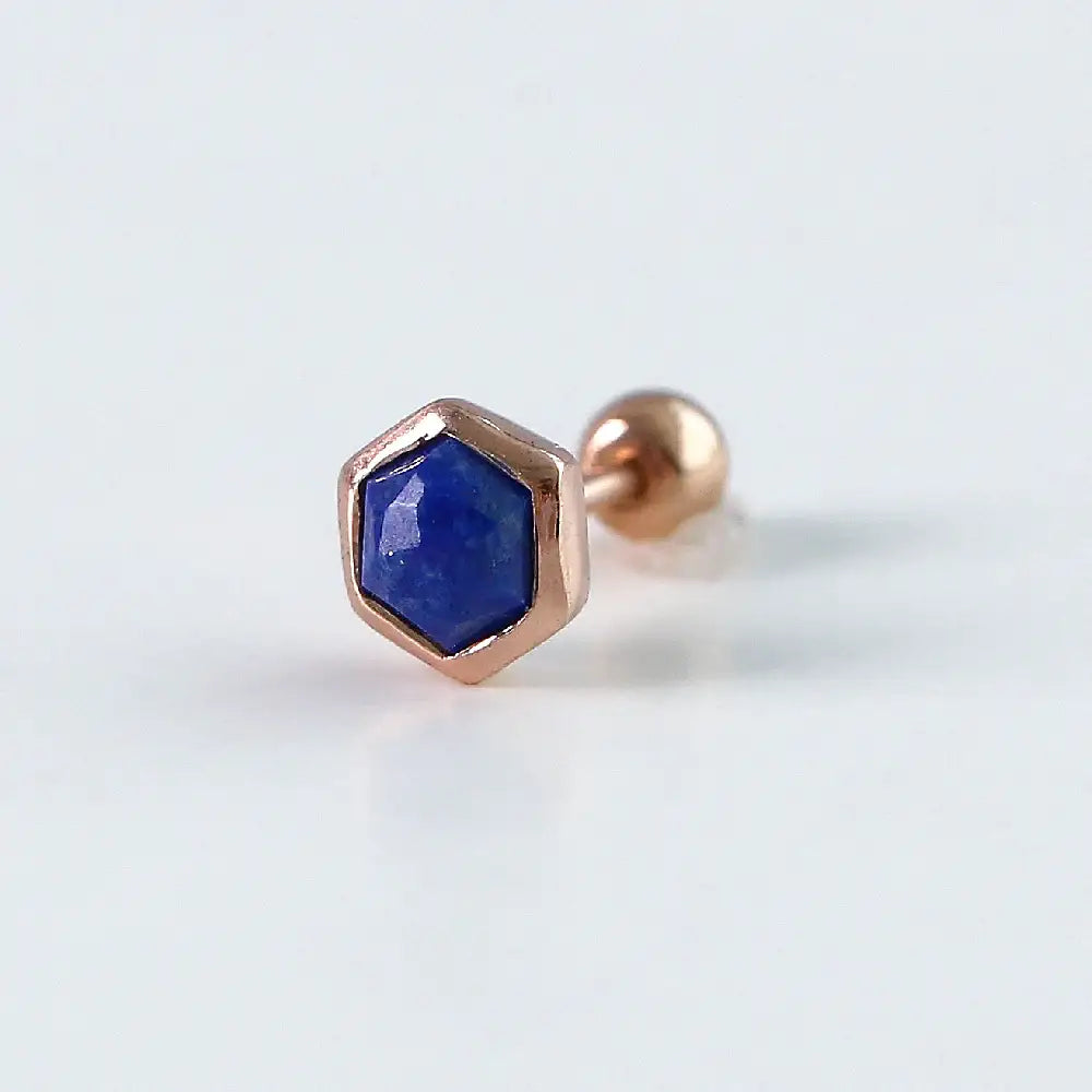 CLUE - Wish Spell Natural Stone Hexagon Silver Piercing - CLUE - Jewelry - Harumio