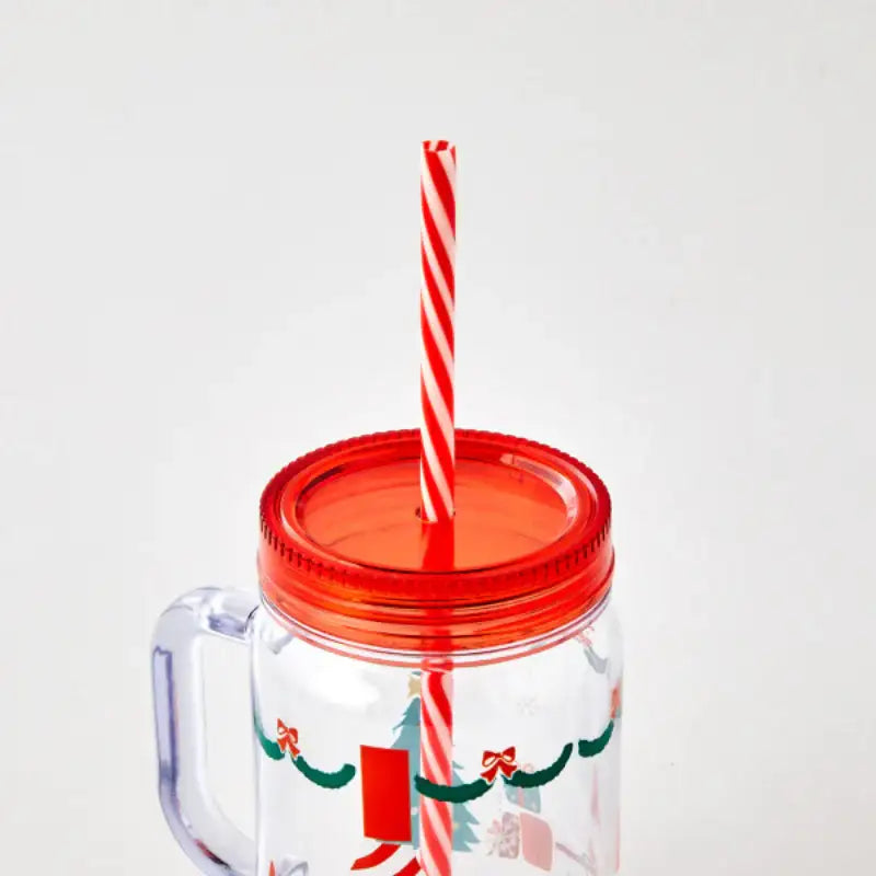 Korean Santa Fairy Village - Tumbler With Handle & Straw - Modern House - Home & Living - Harumio