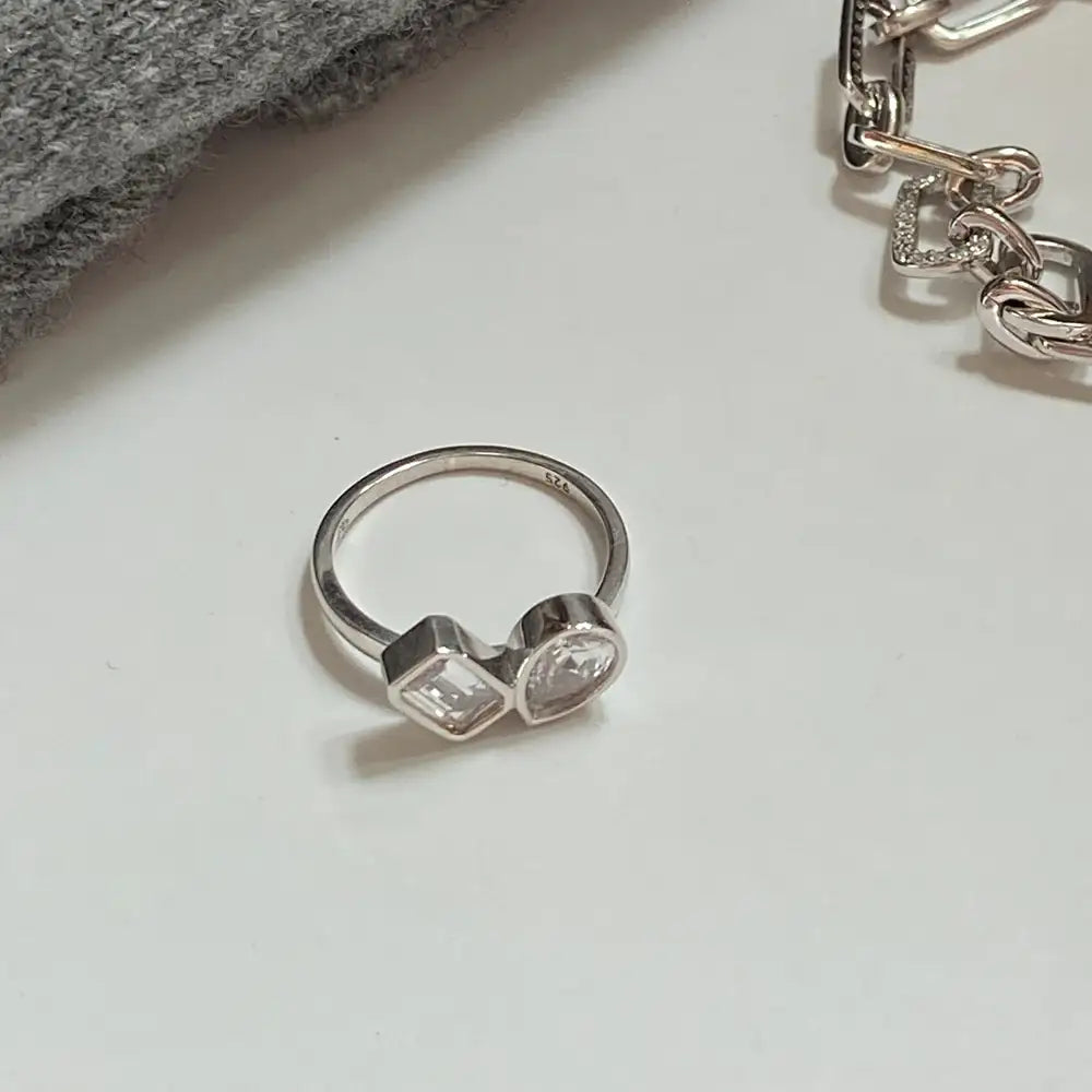 OST - Square Waterdrop Silver Ring - OST - Jewelry - Harumio