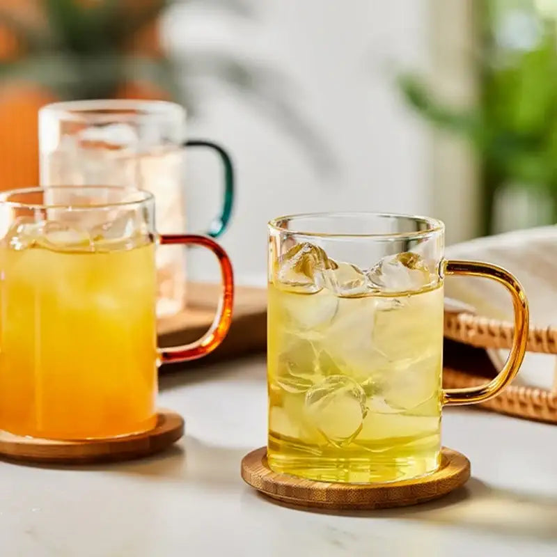 Korean ON - Daily Color Handle Heat Resistant Glass Mug 4P Set - Modern House - Kitchenware - Harumio