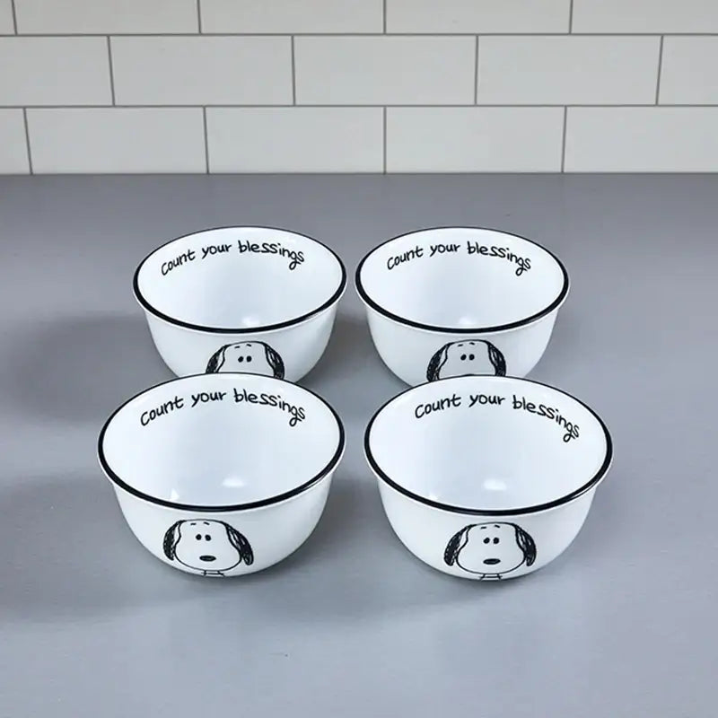 Corelle x Peanuts - Snoopy and Charlie - Rice Bowl 4P Set - Modern House - Tableware - Harumio
