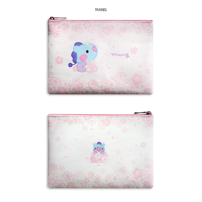 Monopoly x BT21 - Minini Flat PU Pouch - Cherry Blossom