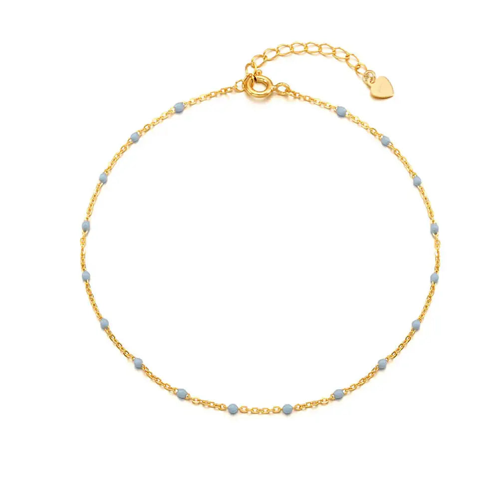 OST - Sky Blue Yellow Gold Anklet - OST - Jewelry - Harumio