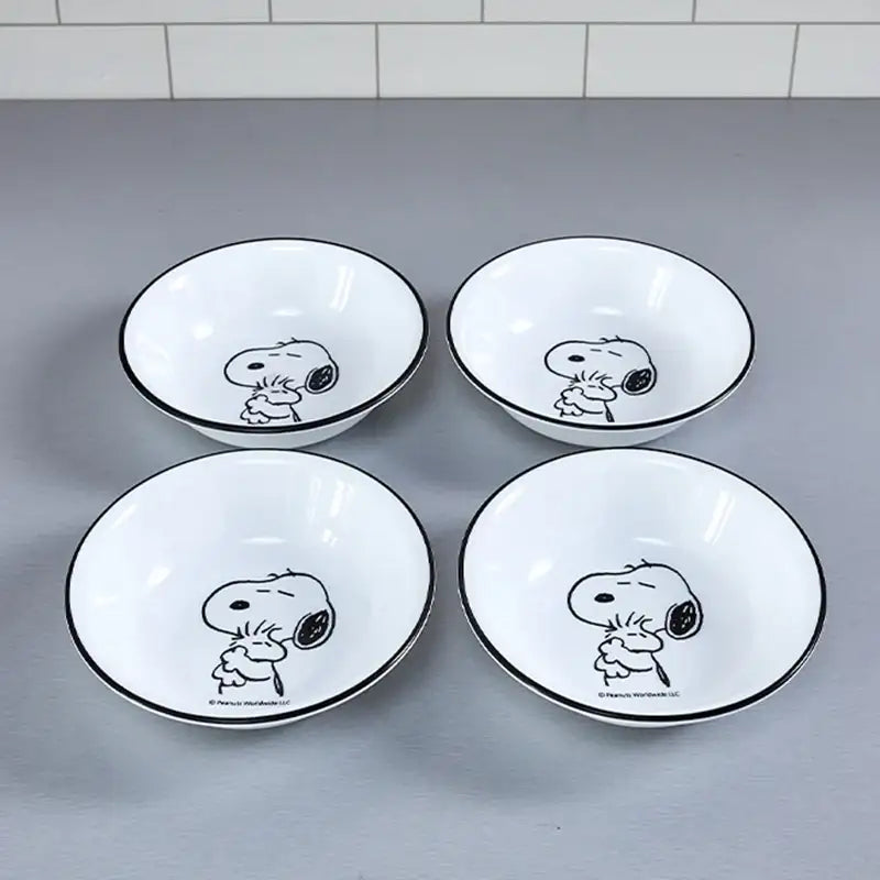 Corelle x Peanuts - Snoopy and Charlie - Front Plate 4P Set - Modern House - Tableware - Harumio