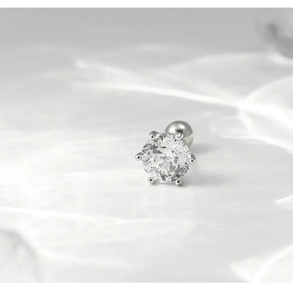 OST - Simulated Diamond 1ct Solitaire Ear Pierce - OST - Jewelry - Harumio