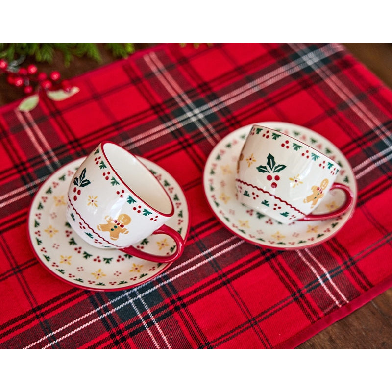 Korean Christmas Village - Cup and Saucer 2 Set