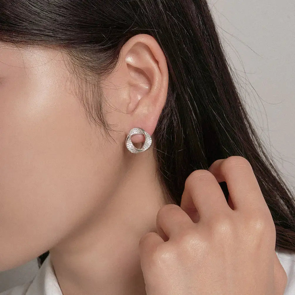 OST - Vermeil Wave Pavé Cubic Earrings - OST - Jewelry - Harumio